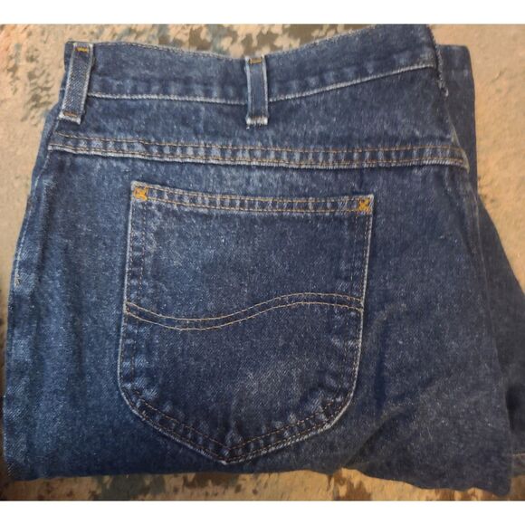 Lee Mens Jeans Dark Wash Straight Fit Size 40x34 Cotton Denim - Picture 3 of 8